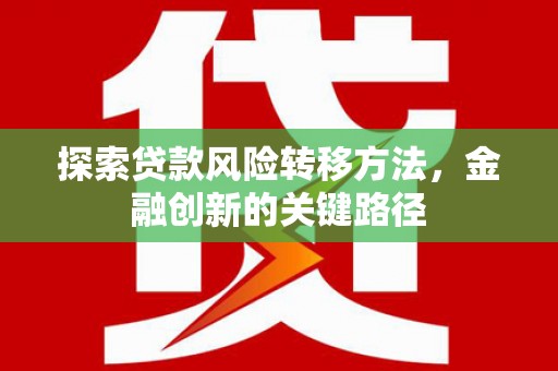 龙井探索贷款风险转移方法，金融创新的关键路径